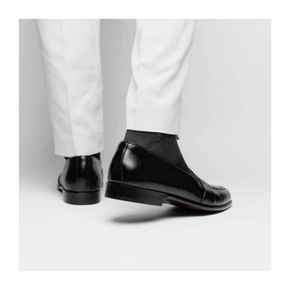 Zelli Italia Savannah Men's Shoes Black Calf-skin Leather Penny Loafer (ZEL1009)