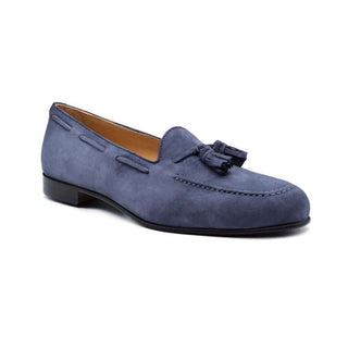 Zelli Italia Naples Men's Shoes Blue Suede Goat-Skin Tassel Loafer (ZEL1024)
