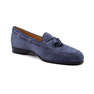 Zelli Italia Naples Men's Shoes Blue Suede Goat-Skin Tassel Loafer (ZEL1024)