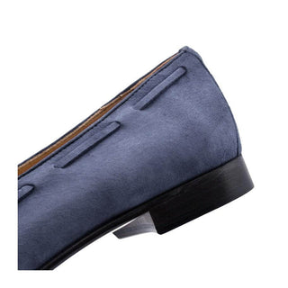 Zelli Italia Naples Men's Shoes Blue Suede Goat-Skin Tassel Loafer (ZEL1024)