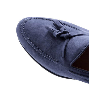 Zelli Italia Naples Men's Shoes Blue Suede Goat-Skin Tassel Loafer (ZEL1024)