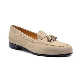 Zelli Italia Naples Men's Shoes Bone Suede Goat-Skin Tassel Loafer (ZEL1024)