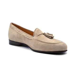Zelli Italia Naples Men's Shoes Bone Suede Goat-Skin Tassel Loafer (ZEL1024)