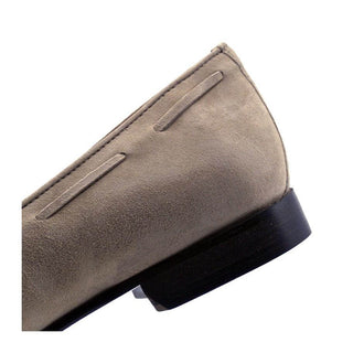 Zelli Italia Naples Men's Shoes Bone Suede Goat-Skin Tassel Loafer (ZEL1024)