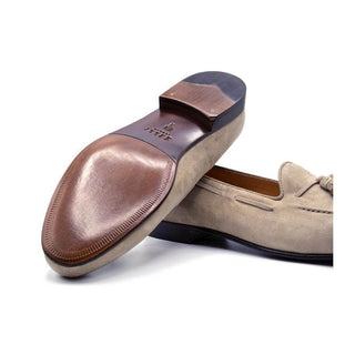 Zelli Italia Naples Men's Shoes Bone Suede Goat-Skin Tassel Loafer (ZEL1024)