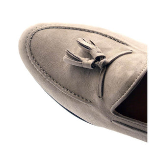 Zelli Italia Naples Men's Shoes Bone Suede Goat-Skin Tassel Loafer (ZEL1024)