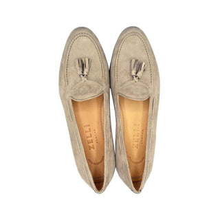 Zelli Italia Naples Men's Shoes Bone Suede Goat-Skin Tassel Loafer (ZEL1024)