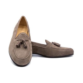 Zelli Italia Naples Men's Shoes Mocha Suede Goat-Skin Tassel Loafer (ZEL1024)
