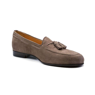 Zelli Italia Naples Men's Shoes Mocha Suede Goat-Skin Tassel Loafer (ZEL1024)