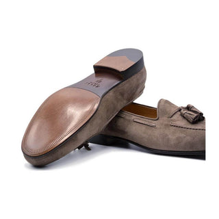 Zelli Italia Naples Men's Shoes Mocha Suede Goat-Skin Tassel Loafer (ZEL1024)