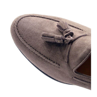 Zelli Italia Naples Men's Shoes Mocha Suede Goat-Skin Tassel Loafer (ZEL1024)