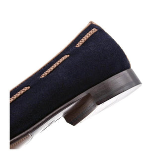Zelli Italia Naples Men's Shoes Navy Suede Goat-Skin Tassel Loafer (ZEL1026)