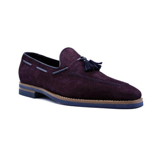 Zelli Italia Crawford Men's Shoes Bordeaux Goat-Skin Suede & Crocodile Skin Tassel Loafer (ZEL1028)