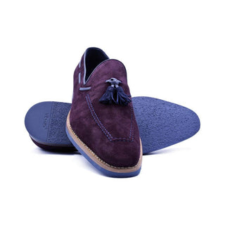 Zelli Italia Crawford Men's Shoes Bordeaux Goat-Skin Suede & Crocodile Skin Tassel Loafer (ZEL1028)