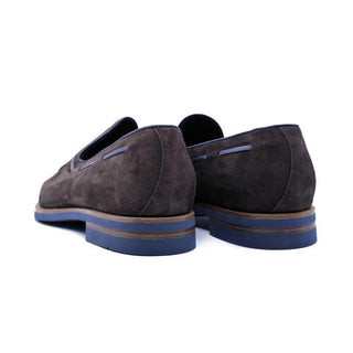 Zelli Italia Carmen Men's Shoes Brown Goat-Skin Suede & Crocodile Skin Tassel Loafer (ZEL1029)