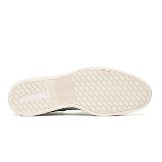 Durable white rubber outsole of the Zelli Italia Livorno celery nubuck loafer with a textured grip pattern.