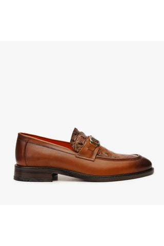 Vinci Amsterdam Embossed Leather Horse-Bit Loafer - Tan