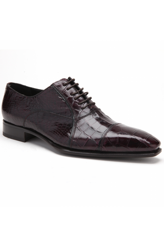 Caporicci 201 Alligator Cap-Toe Oxford Burgundy side