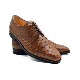 Zelli Italia Andrea Men's Shoe Brandy Ostrich Skin Derby (ZEL1035)