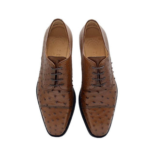 Zelli Italia Andrea Men's Shoe Brandy Ostrich Skin Derby (ZEL1035)