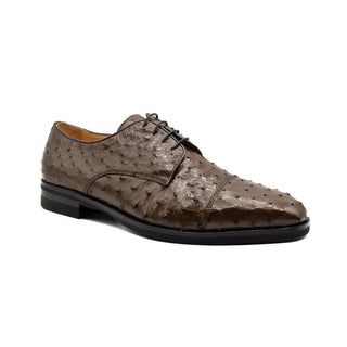 Zelli Italia Andrea Men's Shoe Brown Ostrich Skin Derby (ZEL1035)