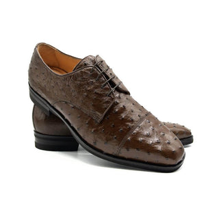 Zelli Italia Andrea Men's Shoe Brown Ostrich Skin Derby (ZEL1035)