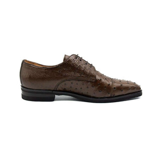 Zelli Italia Andrea Men's Shoe Brown Ostrich Skin Derby (ZEL1035)