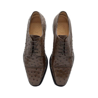 Zelli Italia Andrea Men's Shoe Brown Ostrich Skin Derby (ZEL1035)