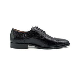 Zelli Italia Giovanni Men's Shoes Black Teju Lizard Skin Derby (ZEL1037)