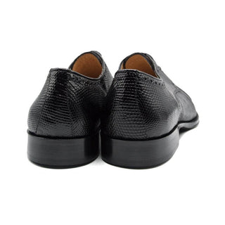 Zelli Italia Giovanni Men's Shoes Black Teju Lizard Skin Derby (ZEL1037)