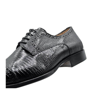 Zelli Italia Giovanni Men's Shoes Black Teju Lizard Skin Derby (ZEL1037)