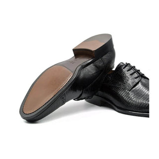 Zelli Italia Giovanni Men's Shoes Black Teju Lizard Skin Derby (ZEL1037)