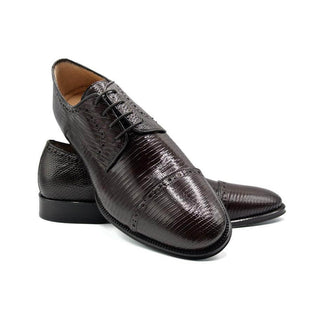 Zelli Italia Giovanni Men's Shoes Brown Teju Lizard Skin Derby (ZEL1037)