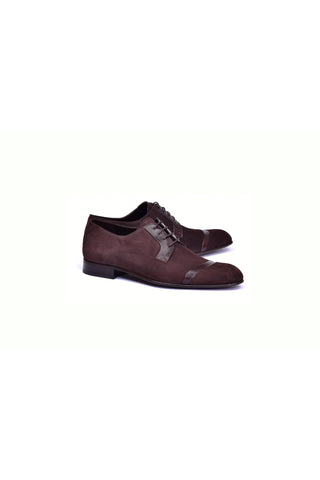 2432 Suede & Lizard Derby - Brown-Dellamoda