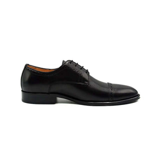 Zelli Italia Giovanni Men's Shoes Black Calf-Skin Leather Cap-toe Derby (ZEL1038)