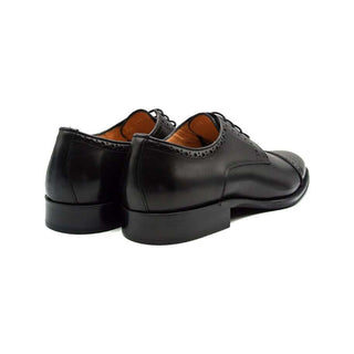 Zelli Italia Giovanni Men's Shoes Black Calf-Skin Leather Cap-toe Derby (ZEL1038)