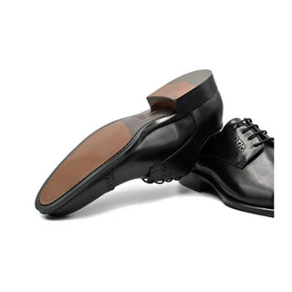 Zelli Italia Giovanni Men's Shoes Black Calf-Skin Leather Cap-toe Derby (ZEL1038)