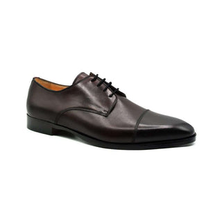 Zelli Italia Enzo Men's Shoes Black Cherry Calf-Skin Leather Cap-toe Derby (ZEL1040)