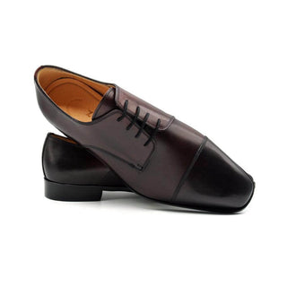 Zelli Italia Enzo Men's Shoes Black Cherry Calf-Skin Leather Cap-toe Derby (ZEL1040)