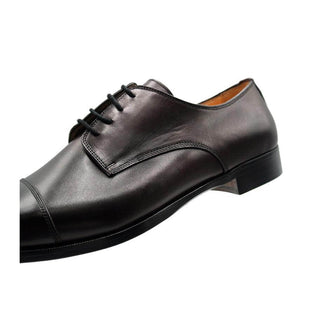 Zelli Italia Enzo Men's Shoes Black Cherry Calf-Skin Leather Cap-toe Derby (ZEL1040)