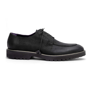 Zelli Italia Campo Men's Shoes Black Wax Finish Goat-Skin Suede Derby (ZEL1041)