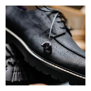 Zelli Italia Campo Men's Shoes Black Wax Finish Goat-Skin Suede Derby (ZEL1041)