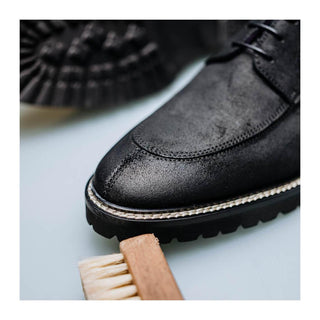 Zelli Italia Campo Men's Shoes Black Wax Finish Goat-Skin Suede Derby (ZEL1041)