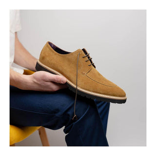 Zelli Italia Campo Men's Shoes Tobacco Goat-Skin Suede Derby (ZEL1042)