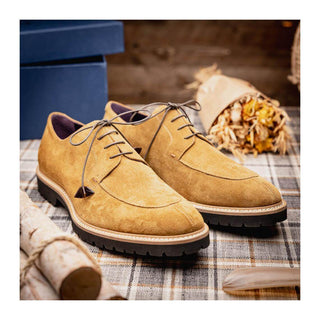 Zelli Italia Campo Men's Shoes Tobacco Goat-Skin Suede Derby (ZEL1042)