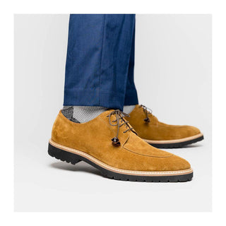 Zelli Italia Campo Men's Shoes Tobacco Goat-Skin Suede Derby (ZEL1042)