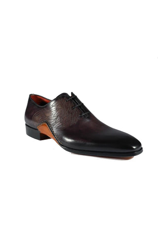 Magnanni 24133 Black & Gray Patina Leather Whole-cut Oxfords (MAGS1089)