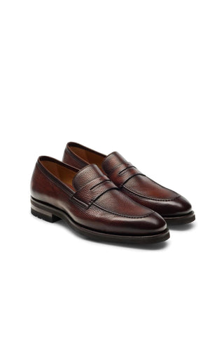 Magnanni Matlin III 24671 Brown Full Grain Leather Casual Penny Loafers (MAGS1109)