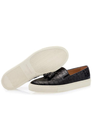 SUPERGLAMOUROUS Philippe Mississippi Black Alligator Skate Tassels Sneakers (SPGM1109)