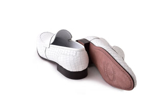 Corrente 3470C Embossed Leather Penny Loafer - White